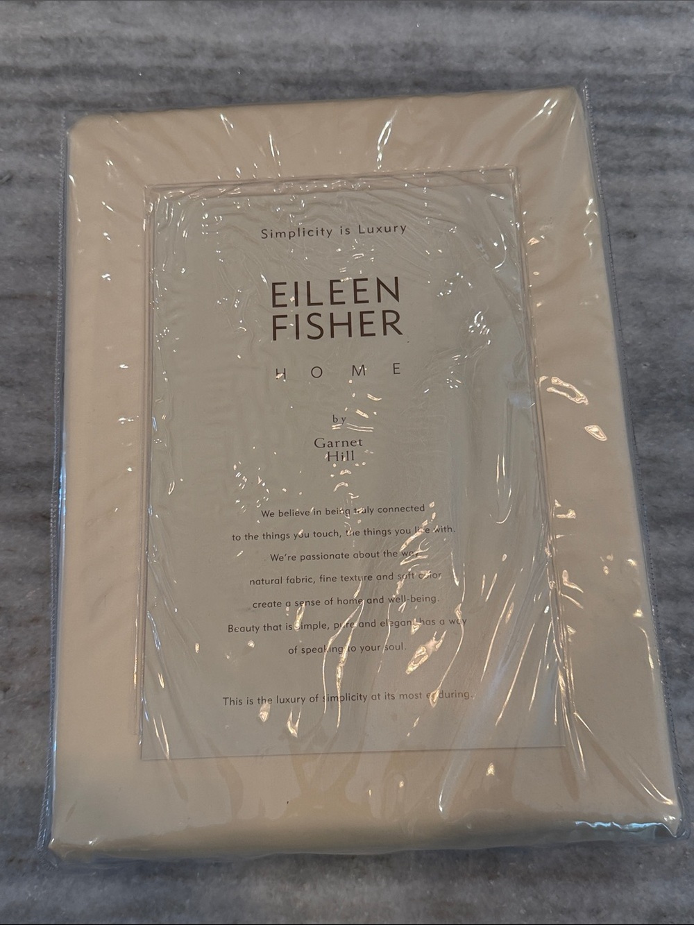 NEW Eileen Fisher by Garnet Hill Eggshell Cotton Sateen King Flat Sheet